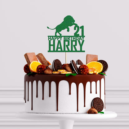 Lion Cake Topper Personalised Animal King Boys Birthday Decoration Any Name & Age