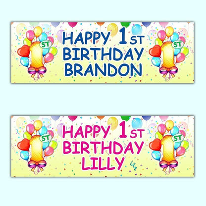 2x Personalised Birthday Banners Decoration Customisable Party Posters For Kids