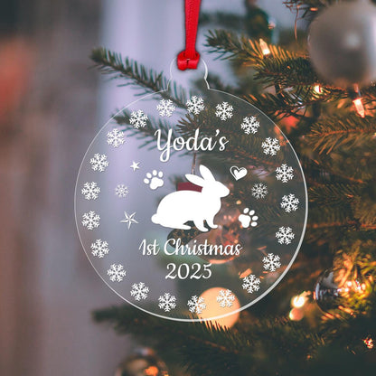 Personalised Rabbits 1st Christmas Bauble Pet First Xmas Tree Decoration Gift