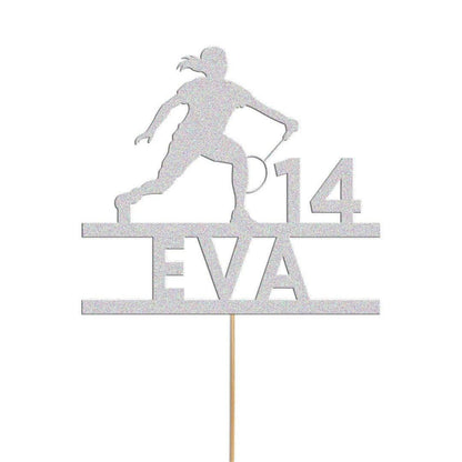 Custom Glitter Tennis Cake Topper: Personalised Birthday Party Decor