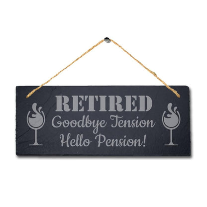 Retired Goodbye Tension Laser Engraved Hanging Slate Retirement Plaque Sign