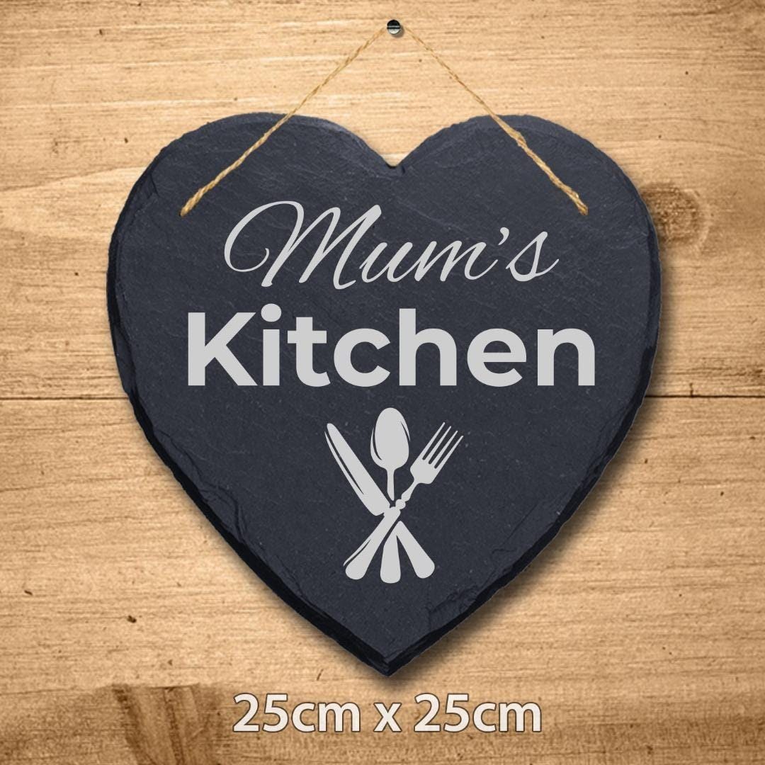 Personalised Slate Plaque Mum Mummy Kitchen Sign Laser Engraved Stone Art Gift