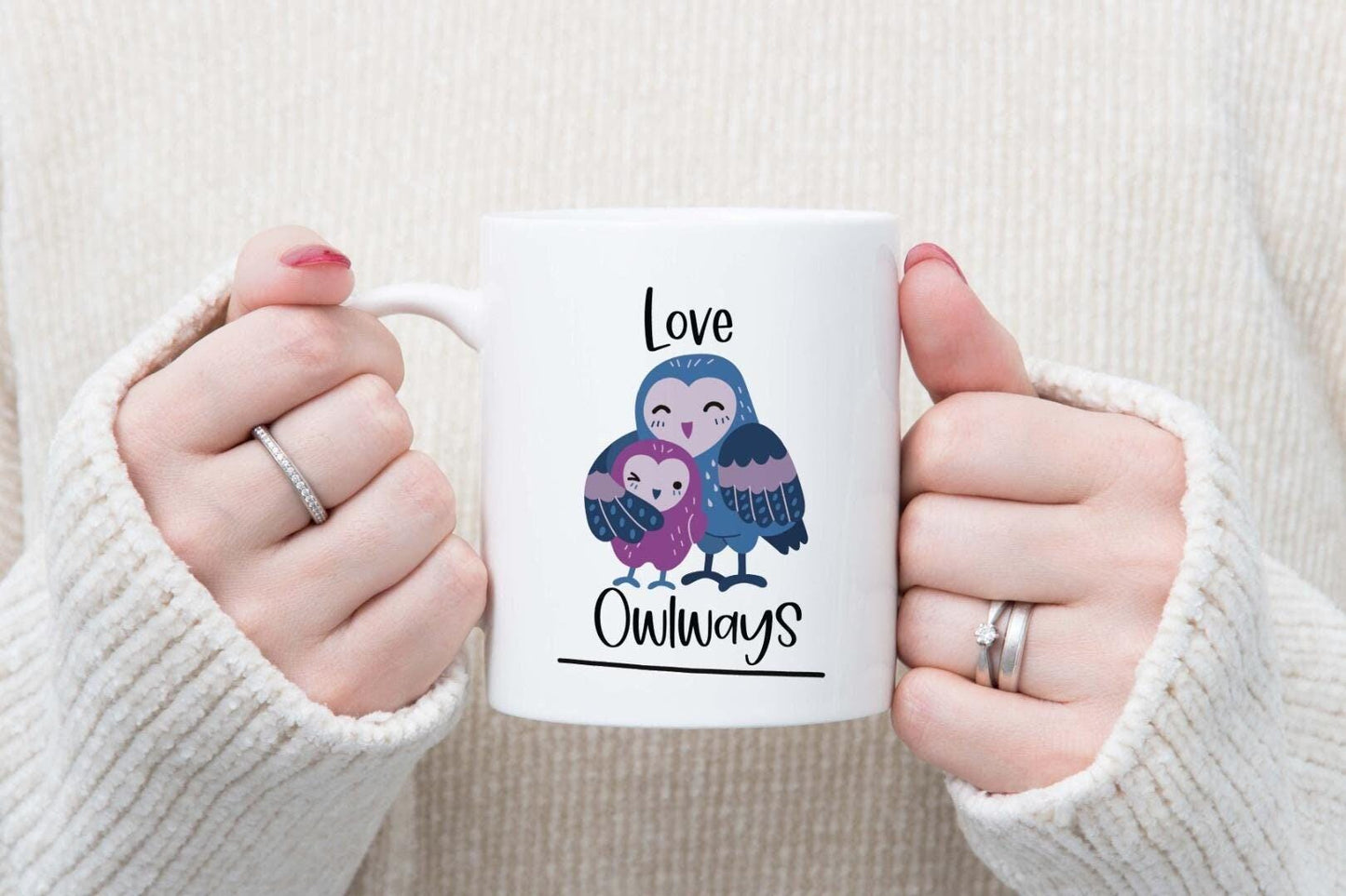Love Owlways Mug And Coaster Gift Set Novelty Owl Coffee Mug Hot Chocolate Cup