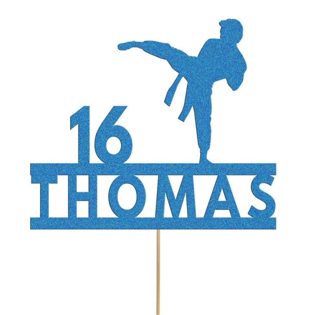Personalised Karate Cake Topper Custom Judo Mma Fighting Cake Decoration, Any Name And Age