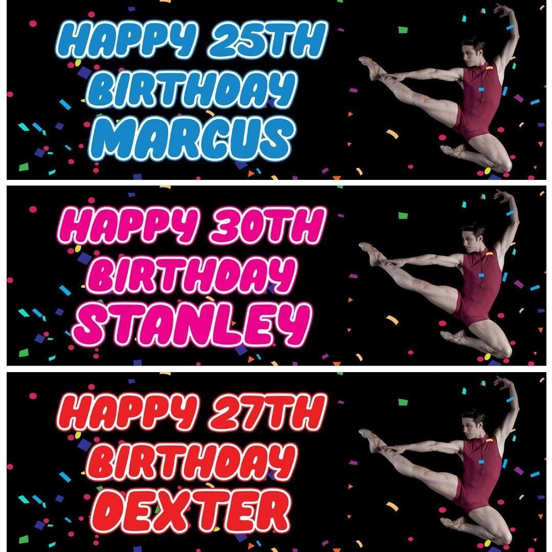 2 Personalised Ballet Dancer Birthday Party Celebration Banner Decoration Poster