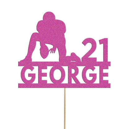 Personalised Glitter Rugby Cake Topper: Any Name & Age