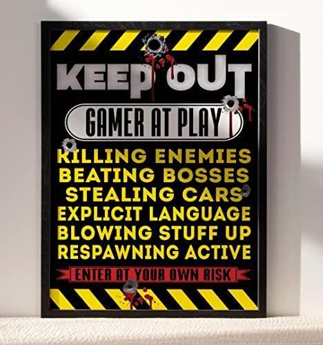 Keep Out Gamer At Play Funny Thoughts Quotes Poster Print Wall Art