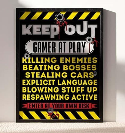 Keep Out Gamer At Play Funny Thoughts Quotes Poster Print Wall Art