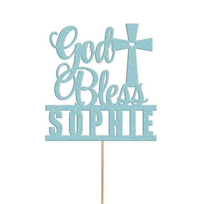 Personalised Glitter Cake Topper: Baptism, Confirmation, Christening