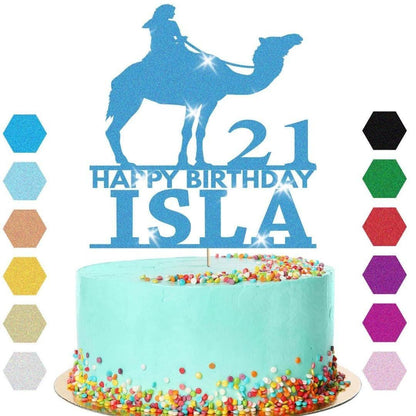 Riding Camel Cake Topper Personalised Girls Birthday Cake Decoration Any Name & Age