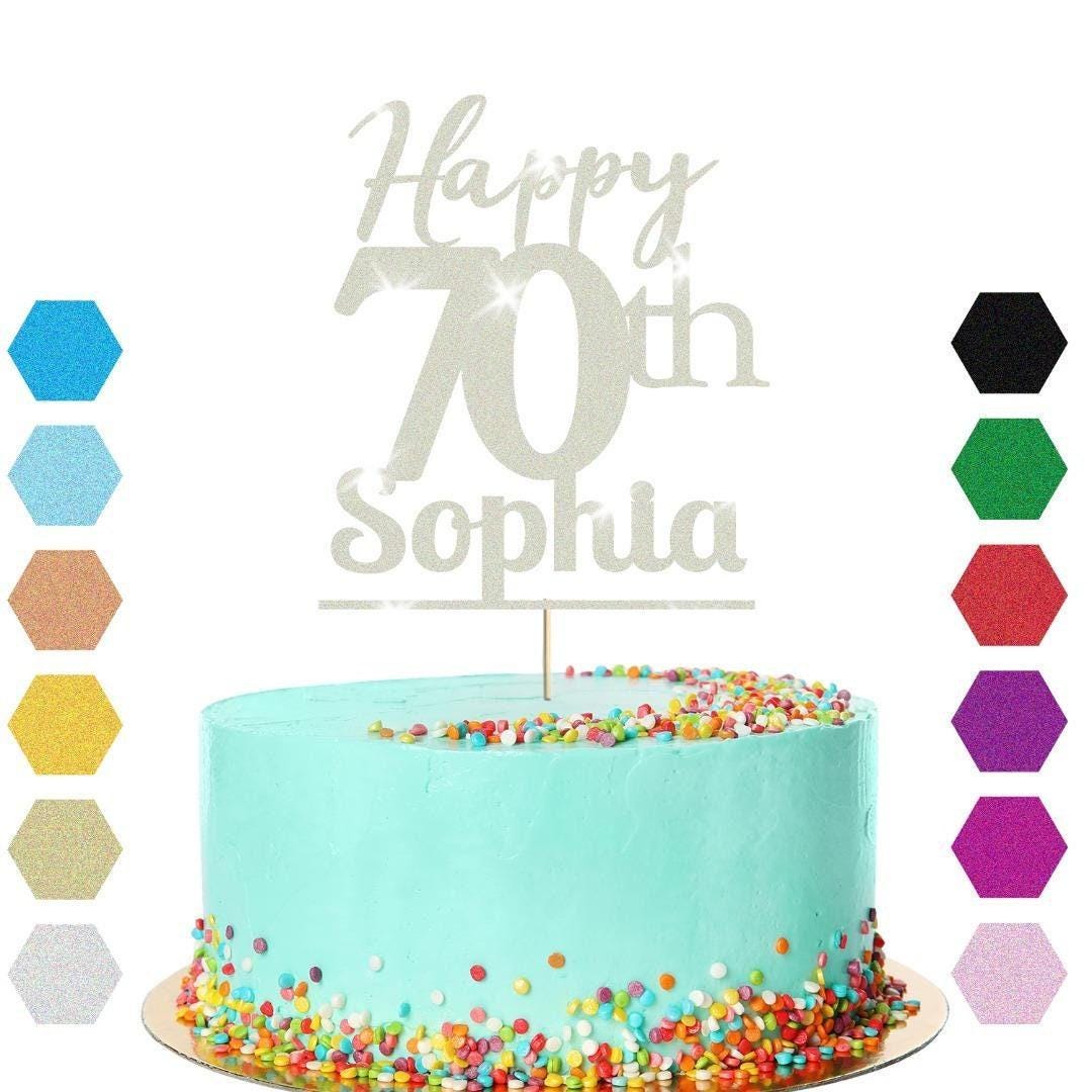 Personalised Name 70th Birthday Glitter Cake Topper Party Cake Decoration Gift
