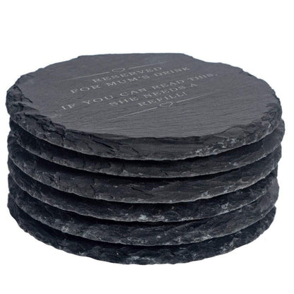 Funny Slate Coaster Gift: Reserved For Mum's Drink