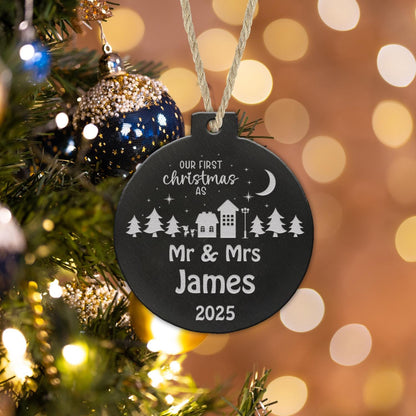 Personalised First Christmas Bauble: Mr & Mrs Keepsake Decor