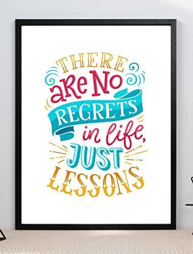 No Regrets In Life Motivational Inspirational Love Positive Quote Poster Wall