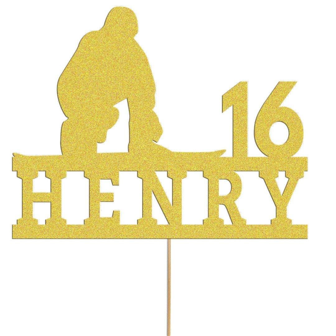 Personalized Skiing Birthday Cake Topper: Glitter Skier, Any Name & Age