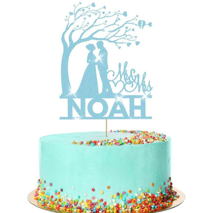 Personalised Wedding Cake Topper Mr & Mrs Anniversary Love Birds Cake Decoration
