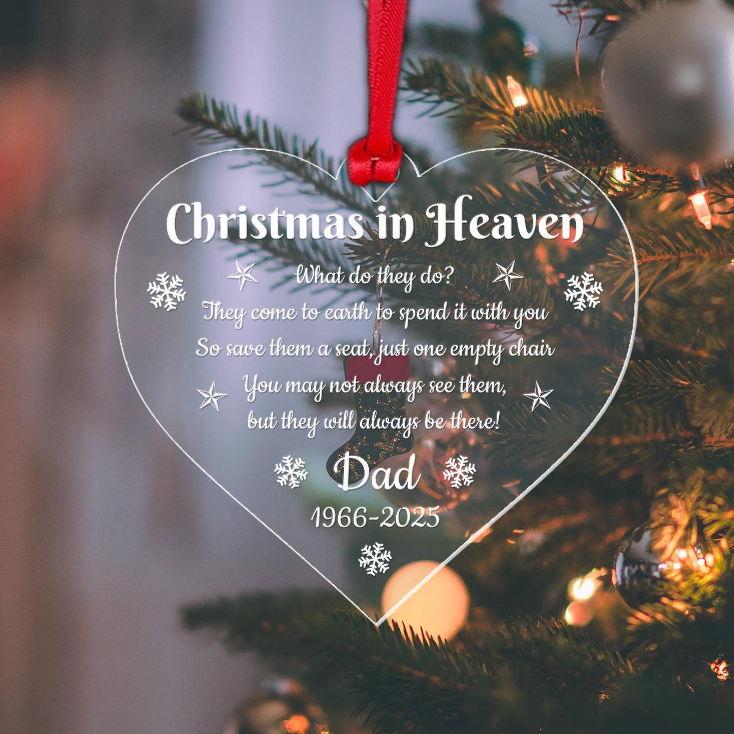 Personalised Name Memorial Christmas Bauble Xmas In Heaven Tree Decoration Gift