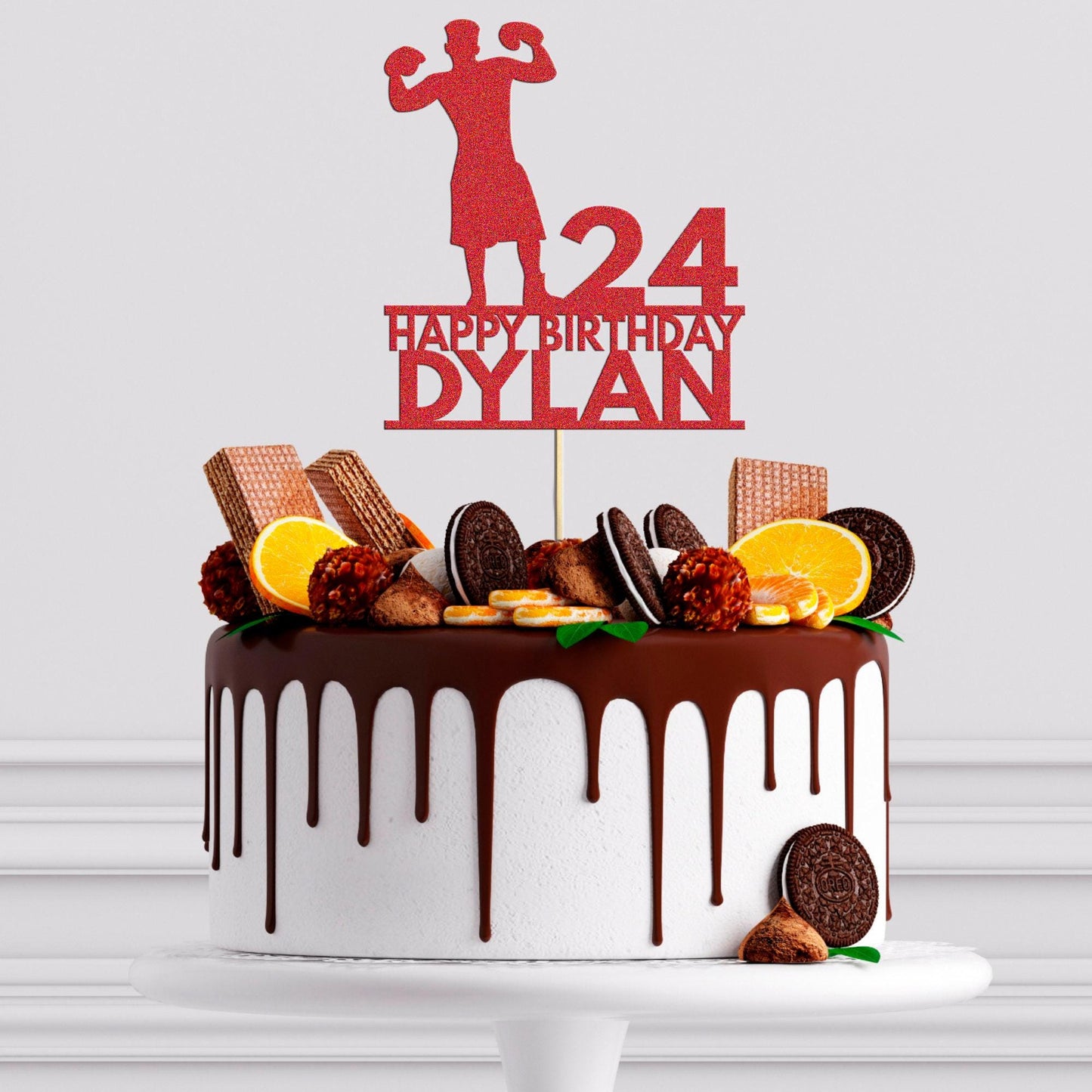 Personalised Boxing Cake Topper: Glitter Champion Decoration