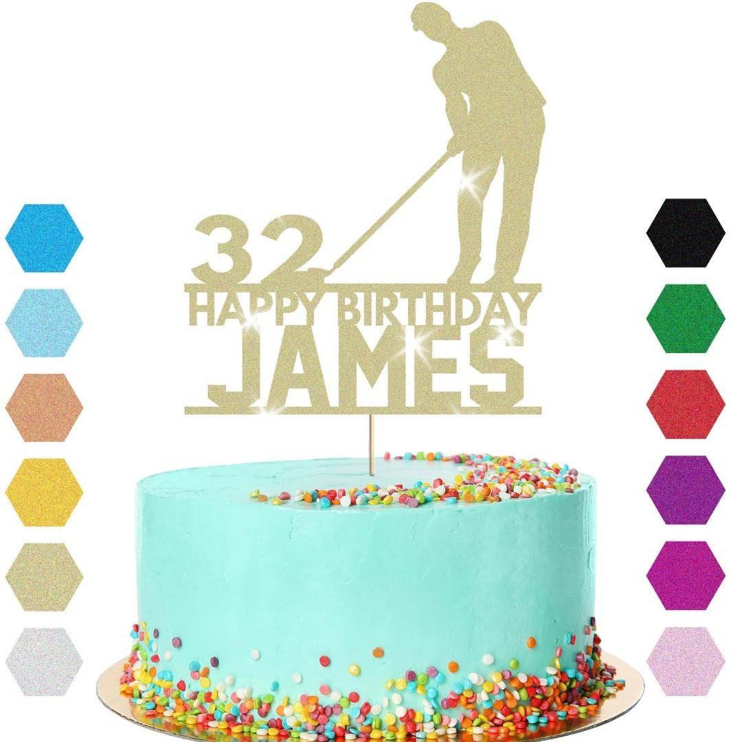 Personalised  Golfer Cake Topper Golf Golfing Birthday Cake Decoration Any Name & Age