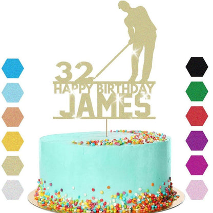 Personalised  Golfer Cake Topper Golf Golfing Birthday Cake Decoration Any Name & Age