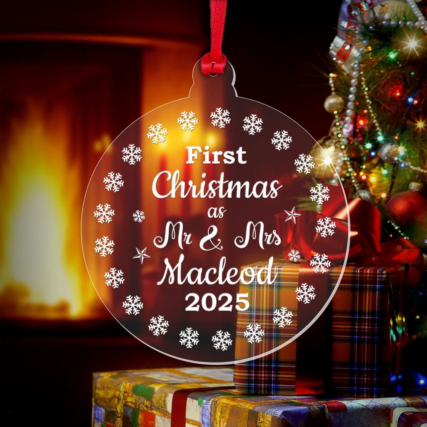 Personalised First Christmas Mr And Mrs Bauble 1st Xmas Married Wedding Gift