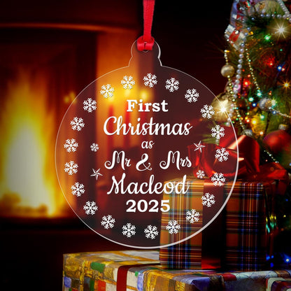 Personalised First Christmas Mr And Mrs Bauble 1st Xmas Married Wedding Gift