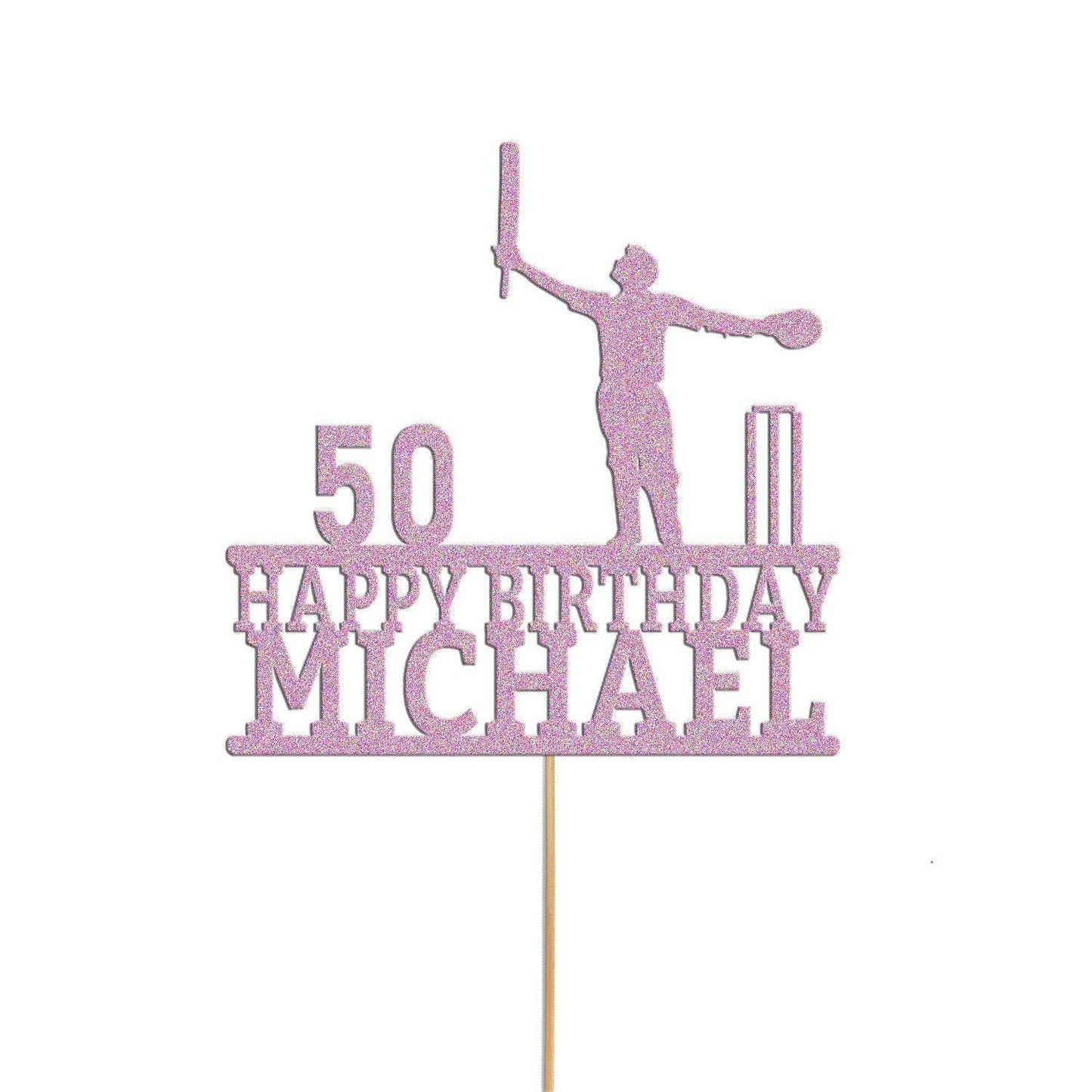 Personalised Glitter Cricket Cake Topper: Birthday Celebration