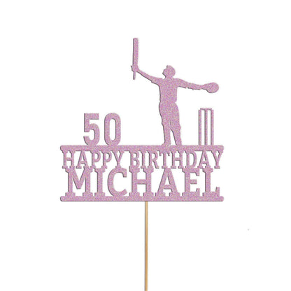 Personalised Glitter Cricket Cake Topper: Birthday Celebration
