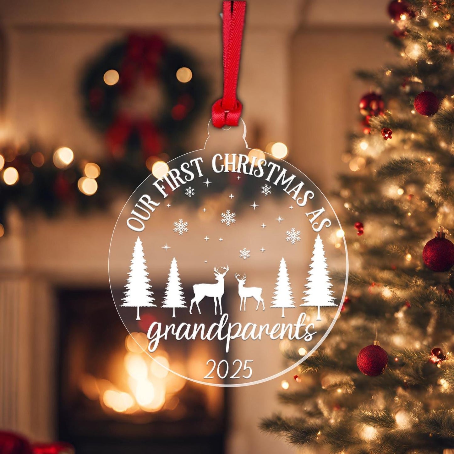 Personalised First Christmas As Grandparents Christmas Bauble Tree Hanging Decor Keepsake Gift