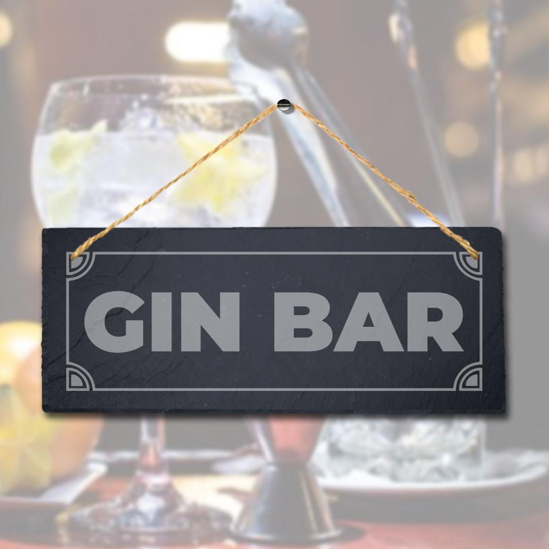 Gin Bar Laser Engraved Bar Hanging Slate Restaurant Club Pub Decor Plaque Sign
