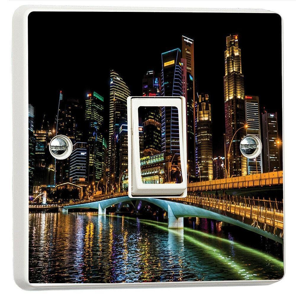 Singapore Skyline 3d Light Switch Sticker Cover Vinyl Skin Wall Decal Decor