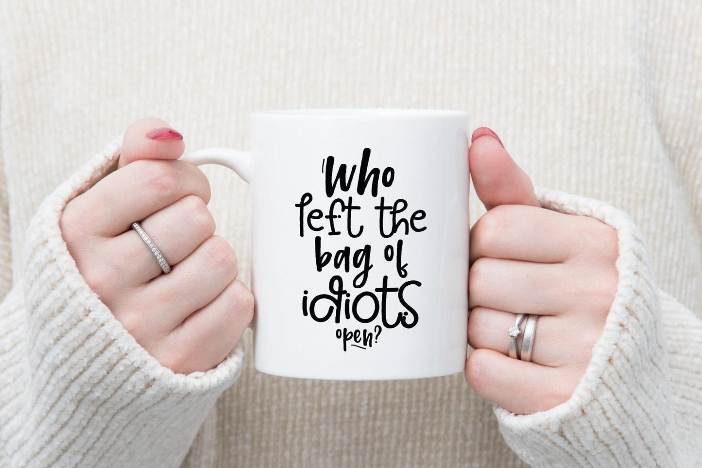 Who Left The Bag Of Idiots Mug & Coaster Set Funny Sarcastic Office Coffee Gift