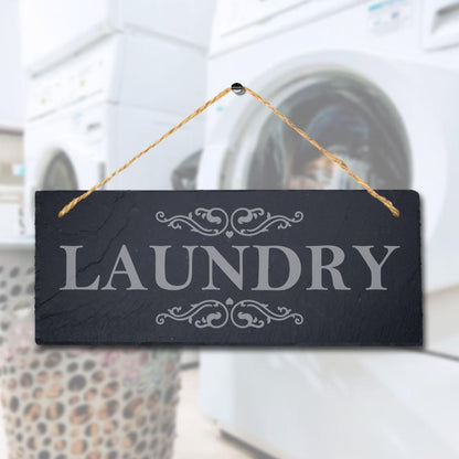 Laundry Laser Engraved Hanging Slate Laundry Hub Home Decor Plaque Sign