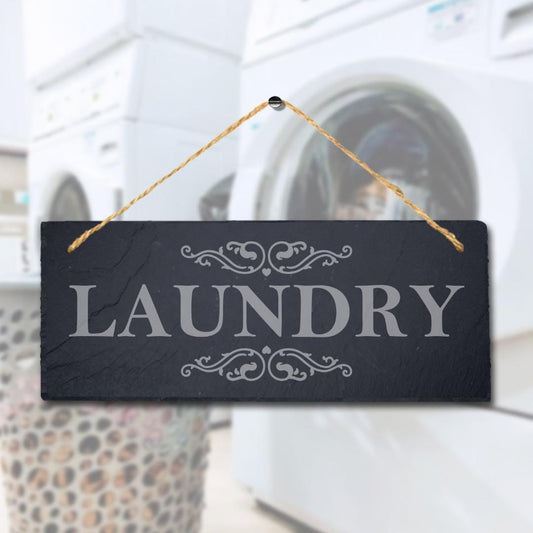 Laundry Laser Engraved Hanging Slate Laundry Hub Home Decor Plaque Sign