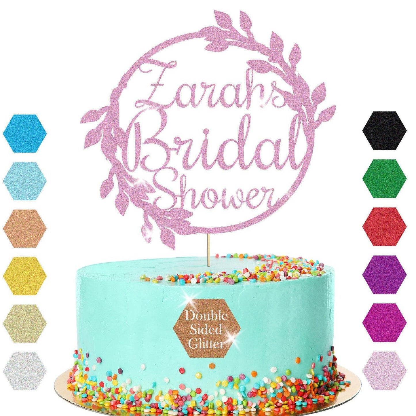 Customized Glitter Bridal Shower Cake Topper For Wedding Party Decoration