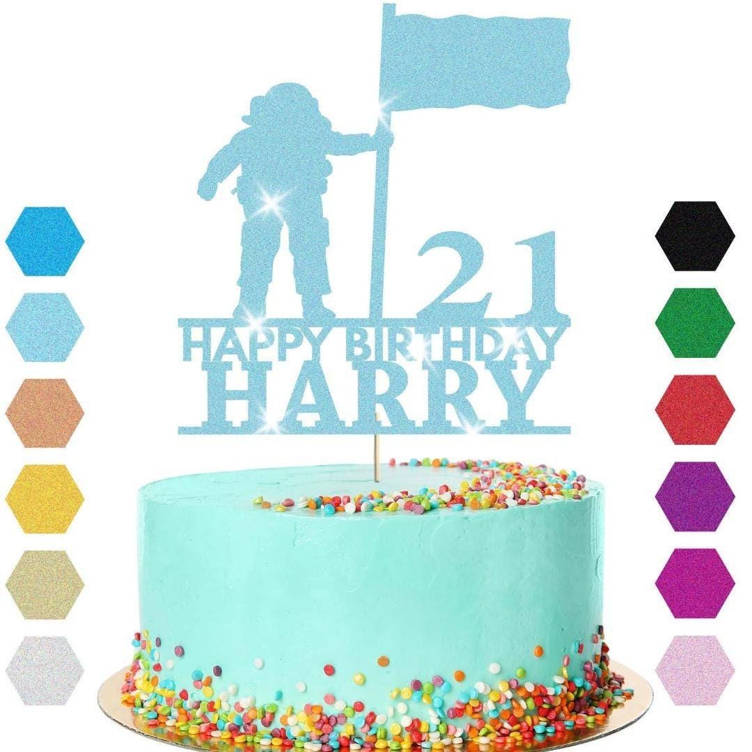 Astronaut Moon Cake Topper Personalised Boys Birthday Decoration Any Name & Age