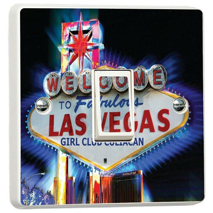 Las Vegas Sign Light Switch Sticker Cover Vinyl Skin Wall Decal Decor