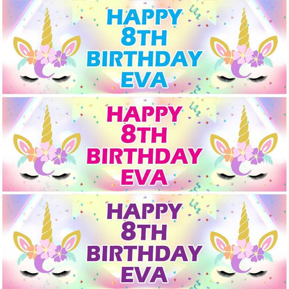 Personalised Unicorn Birthday Banner: Fairytale Party Decoration (2 Pack)