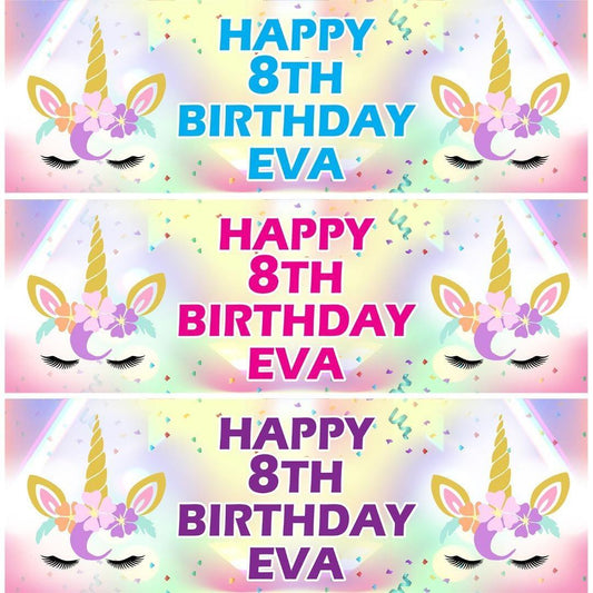 Personalised Unicorn Birthday Banner: Fairytale Party Decoration (2 Pack)