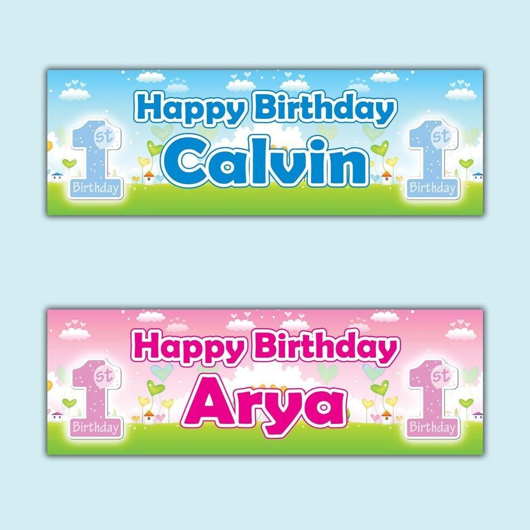 Personalised 1st Birthday Banner: Custom Name Party Decoration (Set of 2)
