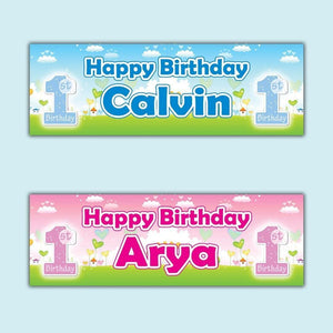 Personalised 1st Birthday Banner: Custom Name Party Decoration (Set of 2)