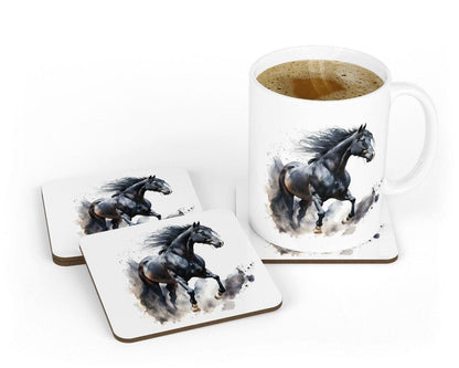 Majestic Watercolour Effect Horse Ceramic Coffee Tea Cup Mug And Coaster Gift Set