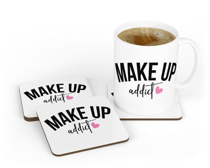 Makeup Addict Mug & Coaster Set Girls Make Up Artist Christmas Birthday Tea Gift