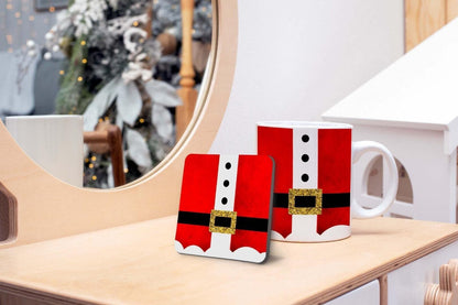 Christmas Mug And Coaster Gift Set Xmas Red Cup Dad Mum Friends Gift Keepsake