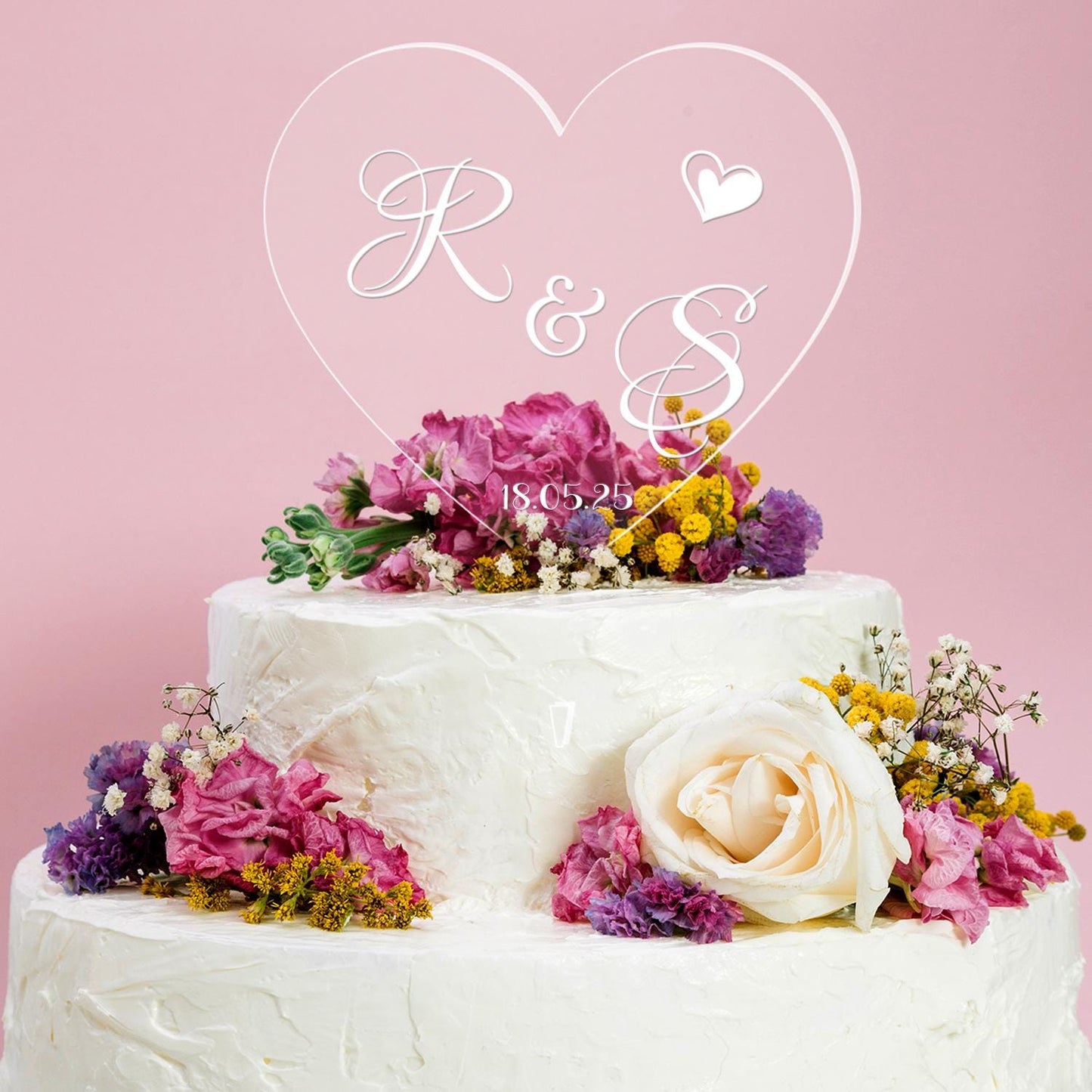 Personalised Monogram Initials Cake Topper Wedding Engagement Heart Decoration