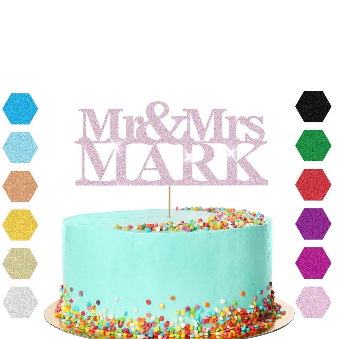 Personalised Glitter Cake Topper: Mr & Mrs, Anniversary, Wedding