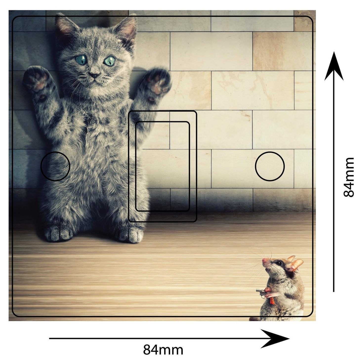 Cat vs Mice 3D Light Switch Sticker: Funny Humor Vinyl Decal
