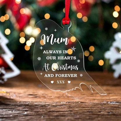 Personalised Robin Memorial Christmas Bauble Xmas Any Name Memory Gift Keepsake