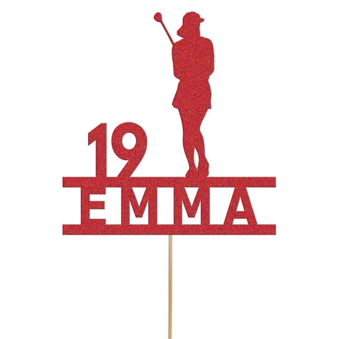 Custom Glitter Woman Golfer Cake Topper: Personalised Name & Age