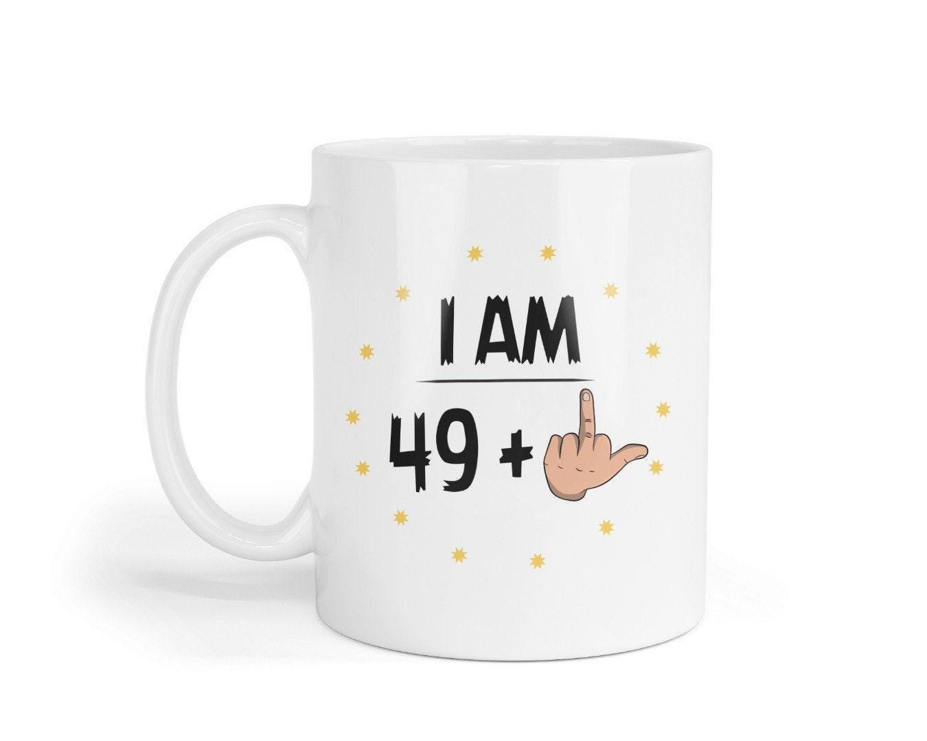 Funny 50th Birthday Mug & Coaster Set: Rude Middle Finger Design